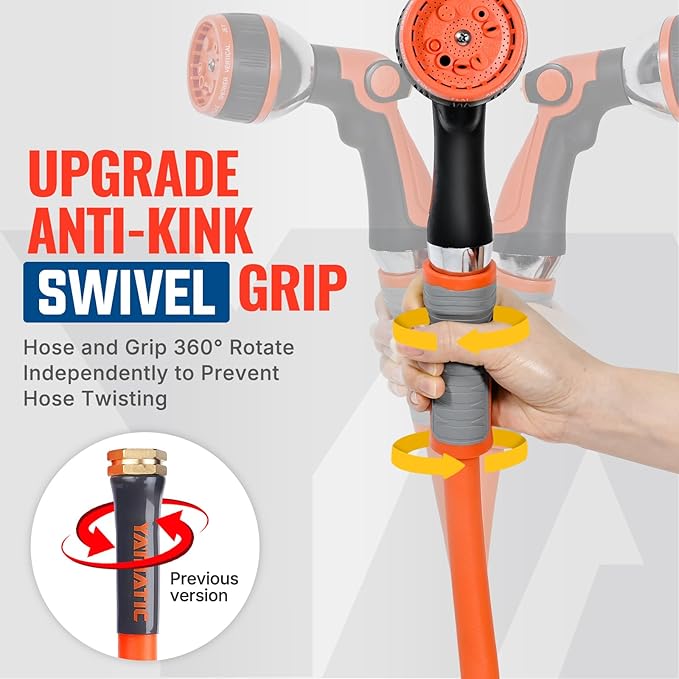 YAMATIC Heavy Duty Garden Hose 5/8 in x 30 ft with Swivel Fitting, Super Flexible Water Hose, All-weather, Lightweight, Burst 600 PSI