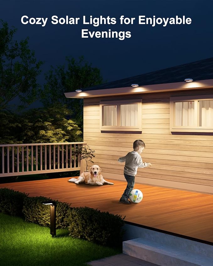 8 Pack Solar Powered Gutter Lights Outdoor Decorative Waterproof 12 LEDs Yard Lamp for Fence, Railing, Outside Wall, Deck, Garden, Path, Backyard, Walkway, Patio, No Drilling Installation (Warm White)