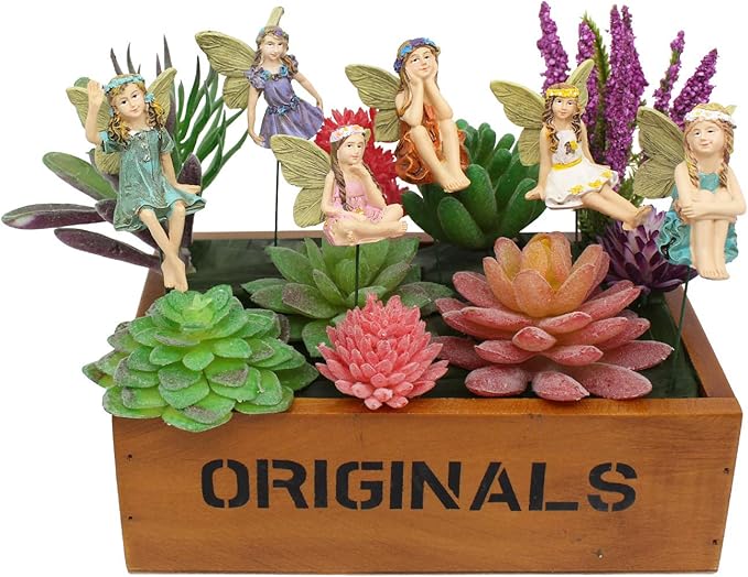 Fairy Garden Vintage Resin Fairy Figurines for Outdoor Garden Yard Lawn Supplies Home Decor Set of 6