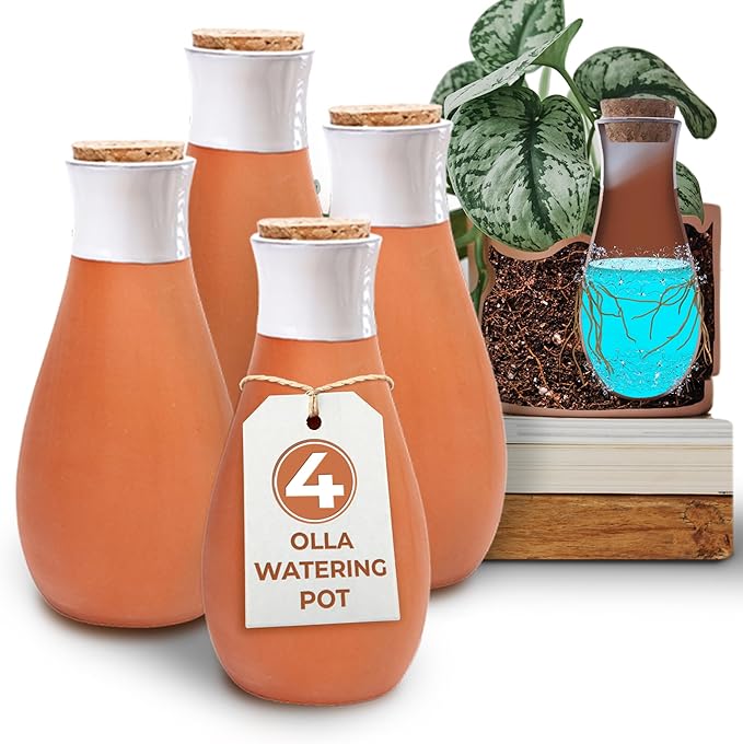 Plant Self Watering Globes - Terracotta Watering Spikes - Slow Release Olla Watering Pots - Drip Irrigiation Olla System