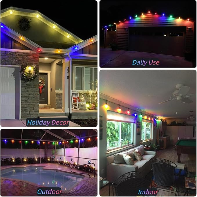 BRIMAX S14 LED Colored Light Bulbs with Faceted Surface,Outdoor Indoor String Light Replacement Bulbs,Plastic,Shatterproof, E26 Base, for Christmas Halloween Party and Holiday Decor,15 Pack