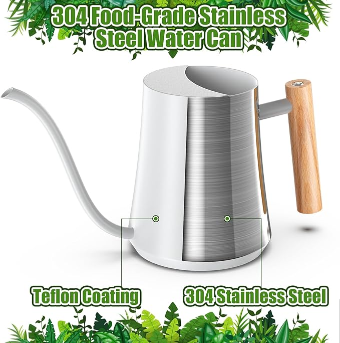 Green Moon Water Can Indoor Plant White 35oz with Long Spout Mini Water Can Indoor Metal Watering Can Pot for Indoor House Plant Bonsai Outdoor Garden Flowers Modern Decorative