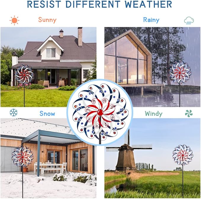 DREAMYSOUL Large Wind Spinners 20" Dia, Metal Patriotic Wind Sculpture Spinner Yard Art for Outdoor Garden Patio Decor