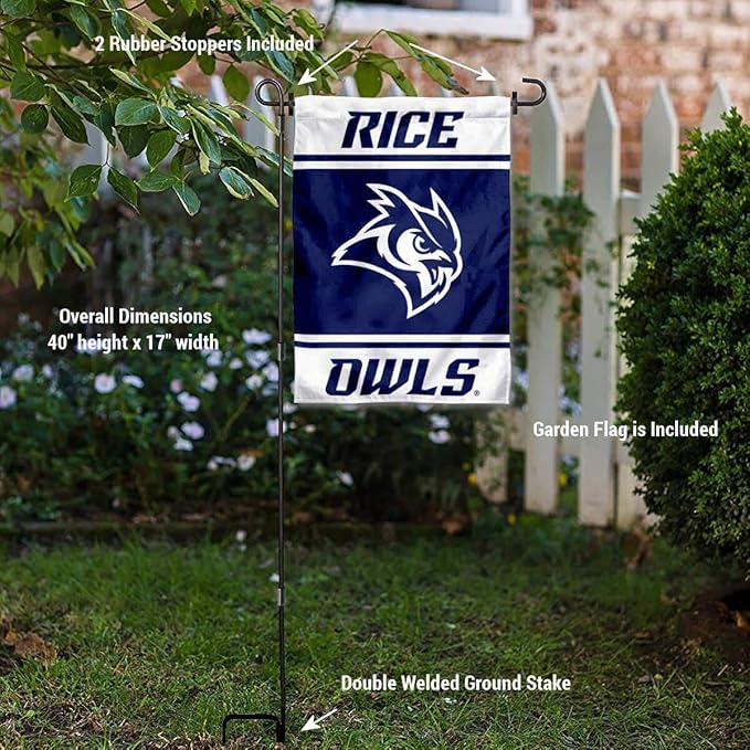 College Flags & Banners Co. Rice Owls Garden Flag with Stand Holder