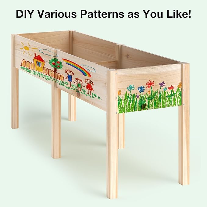 MIXC Wooden Raised Garden Bed with Legs, 72”L X 23”W, Elevated Reinforced Large Planter Box for Vegetable Flower Herb Outdoors