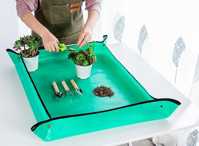 Plant Repotting Mat, 5Pcs Succulent Tools Mini Garden Small Gardening Tools Indoor, Pruning Shear Gardening Scissor, Hand kit for Bonsai, Cactus, Fairy, Houseplant Transplanting, Seedling