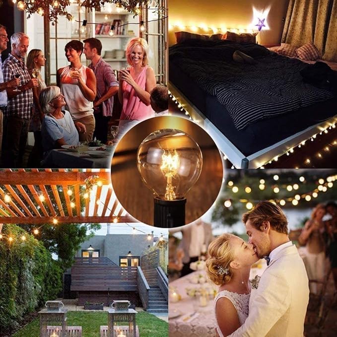 GOOTHY 50FT Outdoor Globe String Lights, G40 Patio Lights Outdoor Waterproof with 53 Clear Bulbs, Hanging Indoor Porch String Lights for Garden Bistro Party Outdoor Balcony Decorations- Black Cord