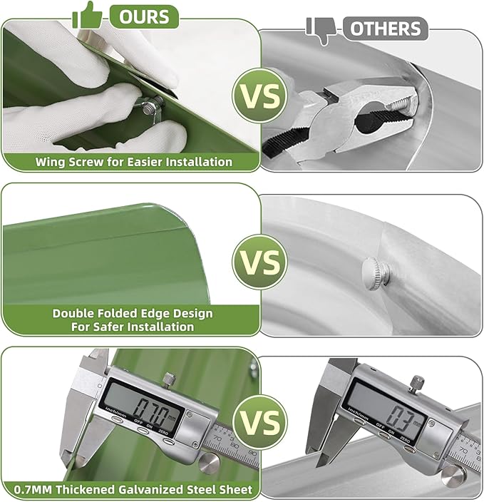 3-in-1 Modular Raised Garden Bed Kit - Adjustable Sizes (4x2x1ft, 3x3x1ft, 5x1x1ft) - Heavy-Duty Galvanized Steel Planter Box with Bracing Rods & Gloves for Vegetables, Fruits, Flowers