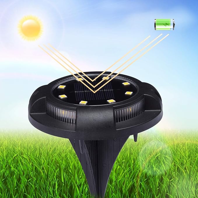 K.E.J. Solar Lights Outdoor 12 Pack Waterproof Solar Garden Ground Lights Landscape Lighting for Outside Patio Pathway Lawn Yard Deck Driveway Walkway