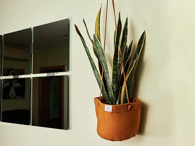 Large Waxed Canvas Handmade Hanging Planter for Indoor/Outdoor Plants, Hanging Basket Plant Holder Dijon Yellow