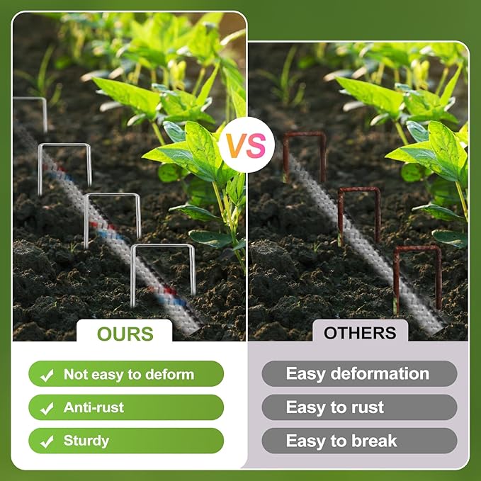 30 Pcs Galvanized Landscape Staples Metal Garden Stakes Heavy Duty for Ground Cover, U-Shaped Pins Yard Stakes Weed Barrier Fabric, Garden Hose, Drip Irrigation, 1.6 inch*(6+4 inch)