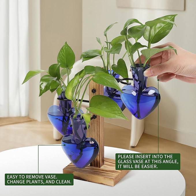 Plants Propagation Stations Plant Terrarium Kit Glass Planters for Indoor Plants House Plant Accessories Gift for Women - 4 Love Vase