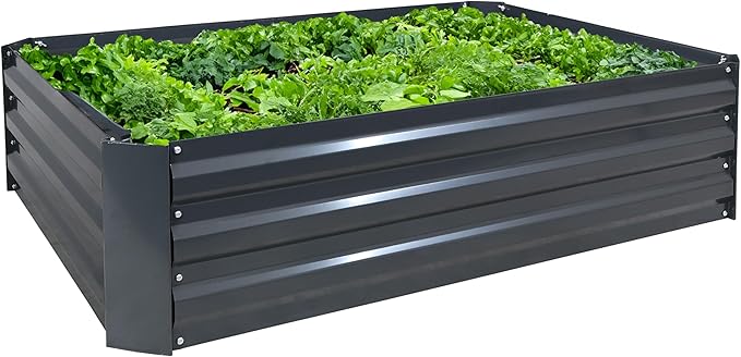 Sunnydaze 11.75" H Raised Metal Garden Bed - Galvanized Raised Garden Bed Outdoor for Vegetables and Flowers - Dark Gray - 4' x 3' Rectangle