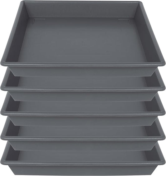 Square Plant Saucer 10 Inch 5 Pack, Plant Stand Flower Pot No Holes, Gray Plant Trays for Pots Heavy Duty Plastic Plant Saucers for Indoors Outdoors Plant Lover Gardening Gifts