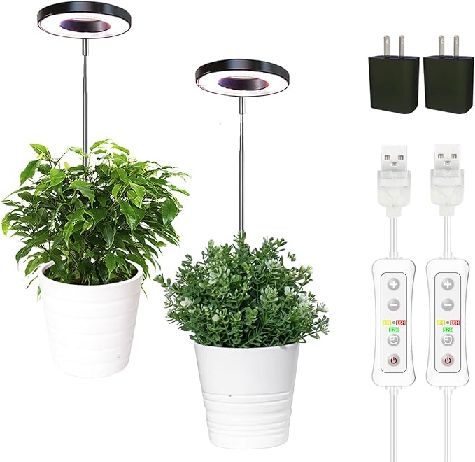 yadoker Plant Grow Light, LED Growing Light Full Spectrum for Indoor Plants,Height Adjustable, Automatic Timer, 5V Low Safe Voltage,Idea for Small Plant Light
