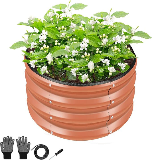 ZXZYHFTY Round Galvanized Raised Garden Bed kit,Pink Outdoor Garden Raised Planter Box, Round Large Metal Raised Garden Beds for Vegetable 2 * 2 * 1ft 1 Pack