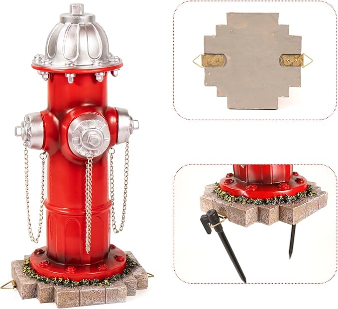 Fake Fire Hydrant for Dogs to Peed on, Dog Fire Hydrant Pee Post, 14.5" Backyard Decor Outdoor Statues Firefighter Gifts for Men (with Base Design)