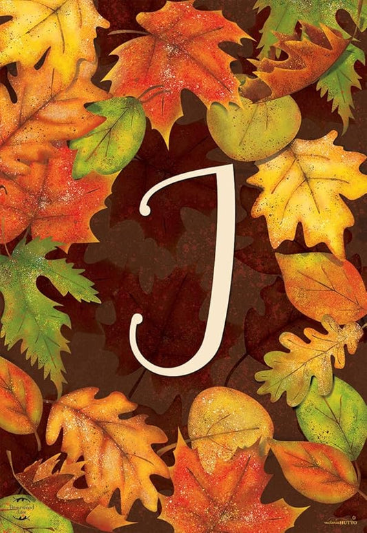 Briarwood Lane Fall Leaves Monogram Letter J Garden Flag