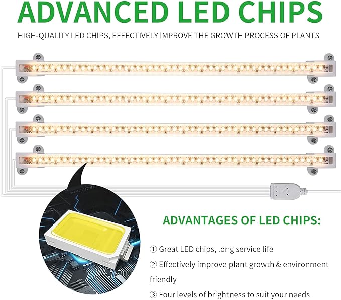 LED Plant Growing lamp, 3000K Full Spectrum Grow Light Strips for Indoor Plants with 3/9/12H Timer & 10 Dimmable Levels, Led Growth Light for Green House Hydroponics Succulent