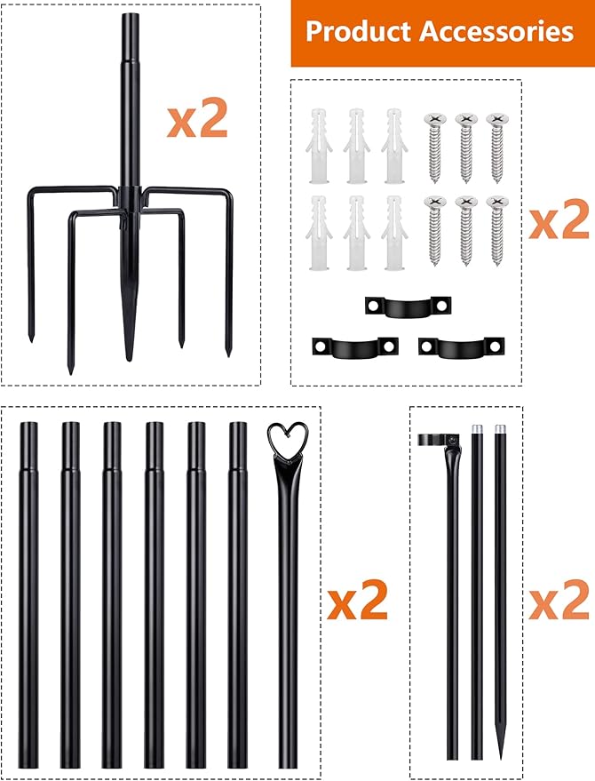 LOPANNY String Light Poles - 2 Pack 9.8 FT for Outside Hanging - Backyard, Garden, Patio, Deck Lighting Stand for Outdoor Parties, Wedding