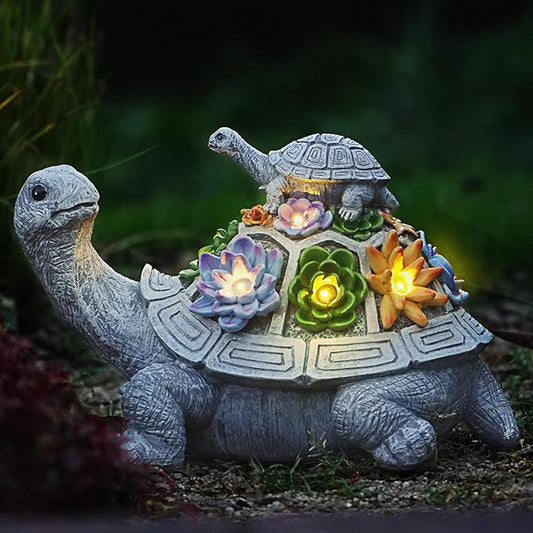 Lhocm Upgrade Solar Turtle Garden Decor: Turtle Gifts for Women, Outdoor Decor Tortoise Statue for Patio Yard Lawn Balcony and Home Decorations, Unique Birthday for Mom Grandma