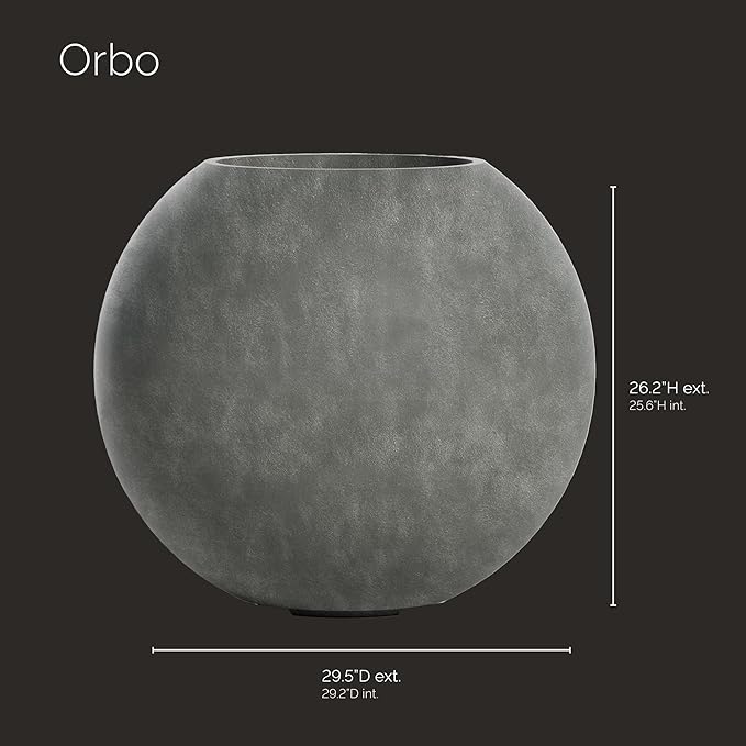 Orbo Globe Sphere Planter - 29.5 in x 29.5 in x 26.2 in - Grey Stone