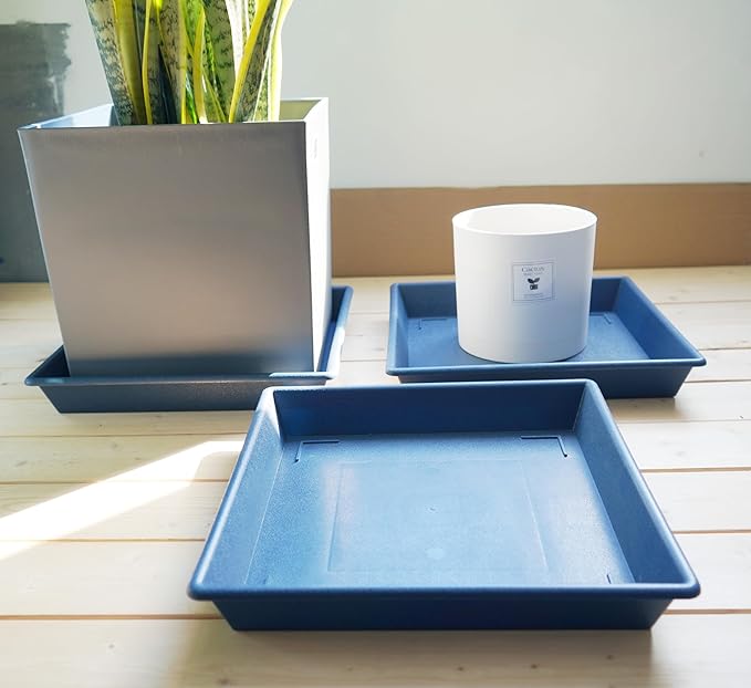 Square Plant Saucer 10 Inch 5 Pack, Plant Stand Flower Pot No Holes, Plant Trays for Pots Heavy Duty Plastic Plant Saucers for Indoors Outdoors Plant Lover Gardening Gifts