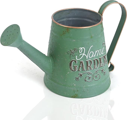 Cute Small Watering Can Indoor Plants Garden Metal Decorative Watering Cans for Outdoor Plants Bonsai Outdoor Garden Flower Decorative (Green, 1.5L, 50.7 Oz)