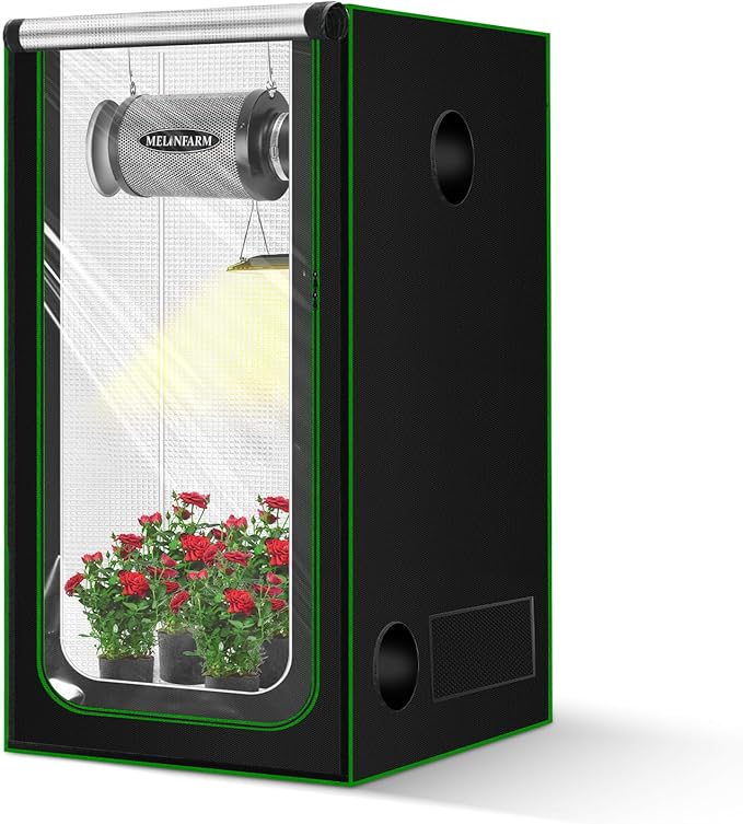 MELONFARM 32"x23"x63" Grow Tent, Double Transparent Viewing Door Indoor Grow Tent, Growing Tent with High Reflective Mylar & Floor Tray, Plant Tent for Indoor Hydroponics Growing