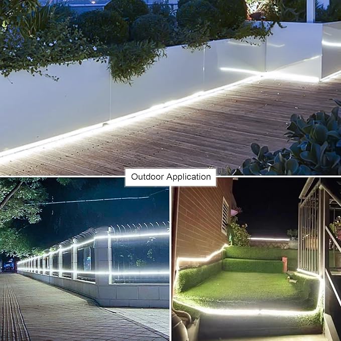 White LED Strip Lights Waterproof, AC 110V, 1800LEDs, 6500k Outdoor LED Rope Light 15M/49.2ft for Garden, Patio, Indoor Outdoor Decoration