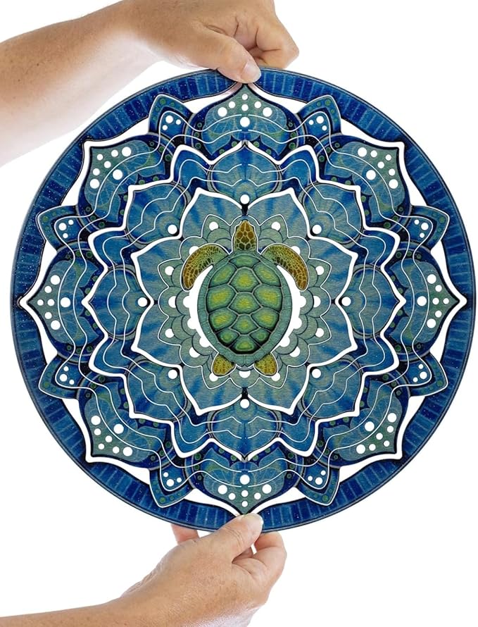 VP Home Kinetic Wind Spinner - Large Mandala Turtle - Colorful Garden Metal Outdoor Spinners - Unique Yard Wind Catchers - 3D Garden Wind Art Sculpture - Lawn and Patio Hanging Windmill Decorations