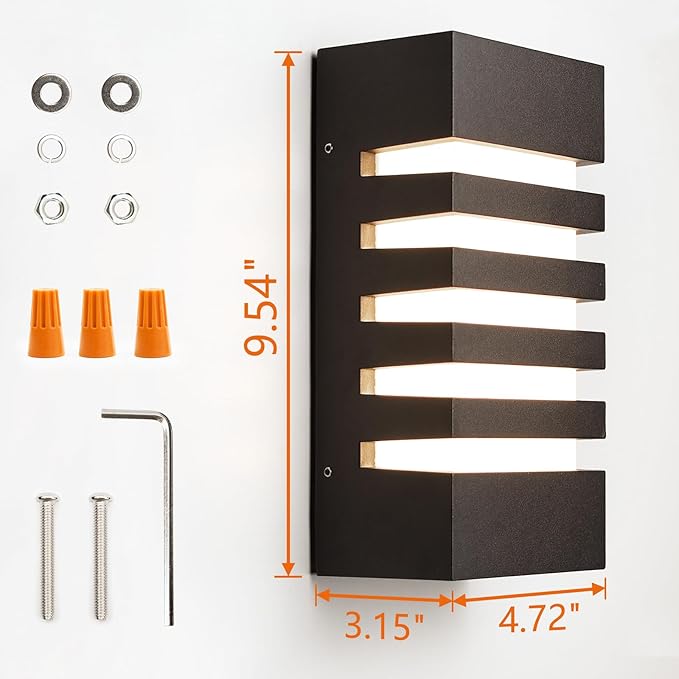 Outdoor Wall Light 12W LED Modern Wall Sconce Lamp Exterior Wall-Mounted Garden Corridor Porch Patio Light Waterproof LED Wall Light Fixture for Outdoor Lighting Warm White,Pack of 2