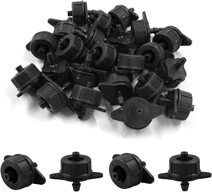 60 Pcs Drip Irrigation Emitters, 1 GPH Pressure Compensating Irrigation Drippers for Garden Lawn Watering Irrigation System, Black