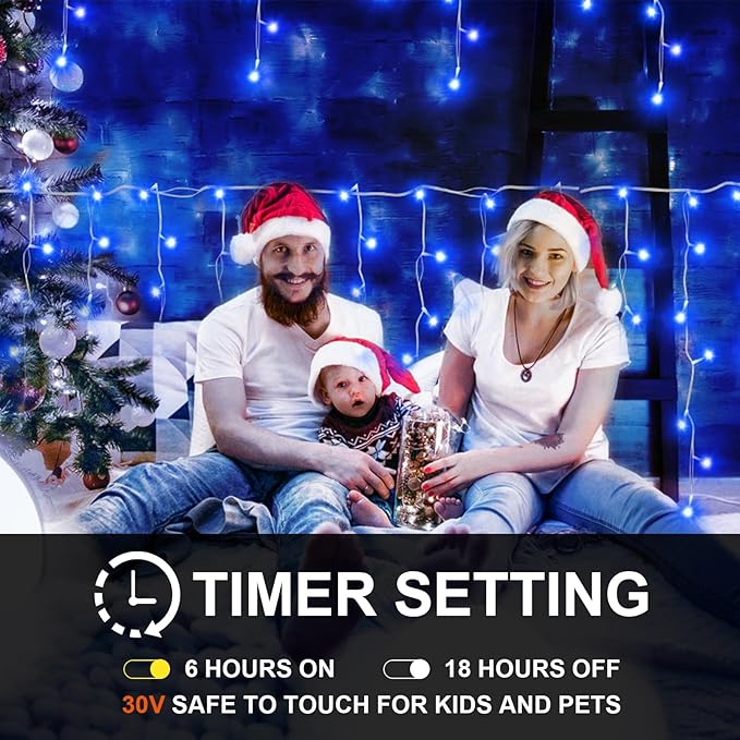 98FT 900LED F8 Upgraded Christmas Lights Decorations - 8 Modes Waterproof Outdoor Fairy String Lights With Memory and Timer - Plug-in for Holiday, Party, Wedding, Home, Roof