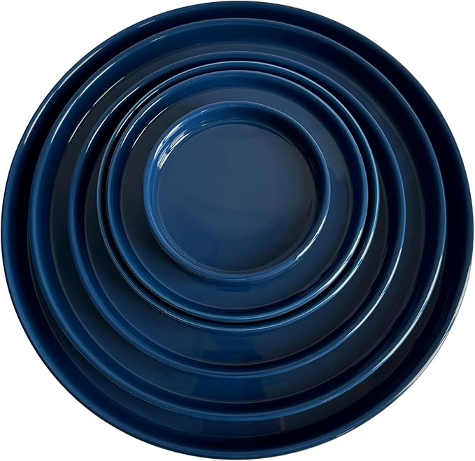 Ceramic Plant Saucer Plant Pot Tray 2 Pack 4.7 6 7 8 9 10 12 13 15 inch Blue, Planter Water Drip Trays for Plant Saucers Indoors, Thick Durable Sturdy Flower Pot Saucers for Glazing Pots Base