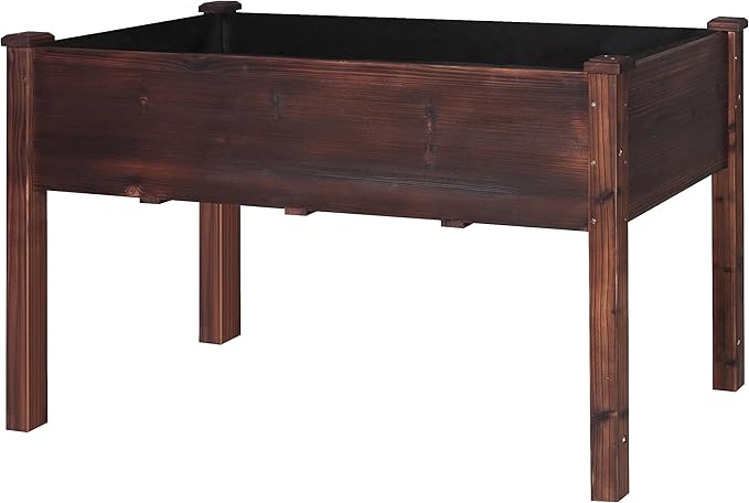 MUPATER 4' x 2' Raised Garden Bed, Raised Garden Bed with Four Legs & Elevated Planter Box and Drainage Holes for Herbs and Vegetables, Outdoor and Indoor, Rustic