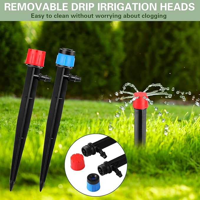 120 Pcs Drip Irrigation Emitters for 1/4'' Drip Irrigation Tubing 60 Irrigation Emitters Sprayer 60 Adjustable 360 Degree Water Flow Drippers for Patio Lawn Garden Watering