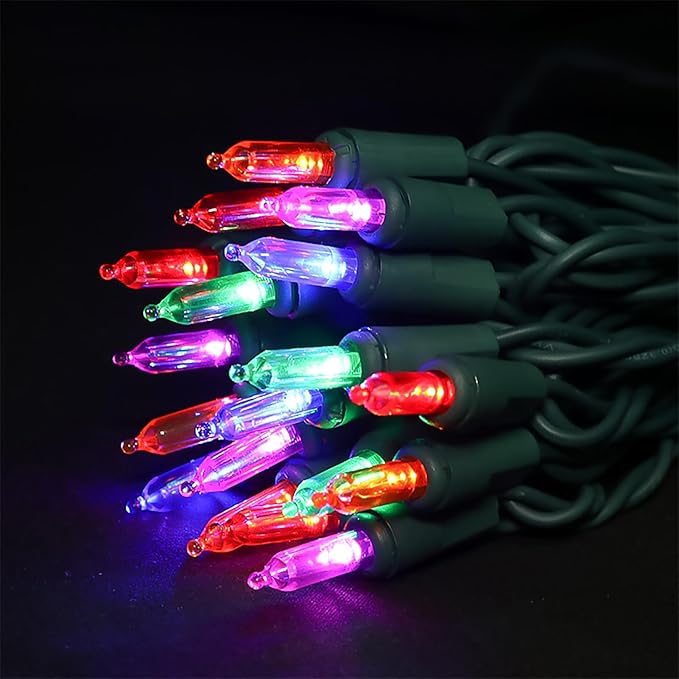 Multicolor LED Christmas Lights - 35 Count Multi-Colored Christmas String Lights for Small Tree, Crafts, Holiday, Indoor/Outdoor Decorations, 11 Feet Green Wire, UL Certified, Connectable