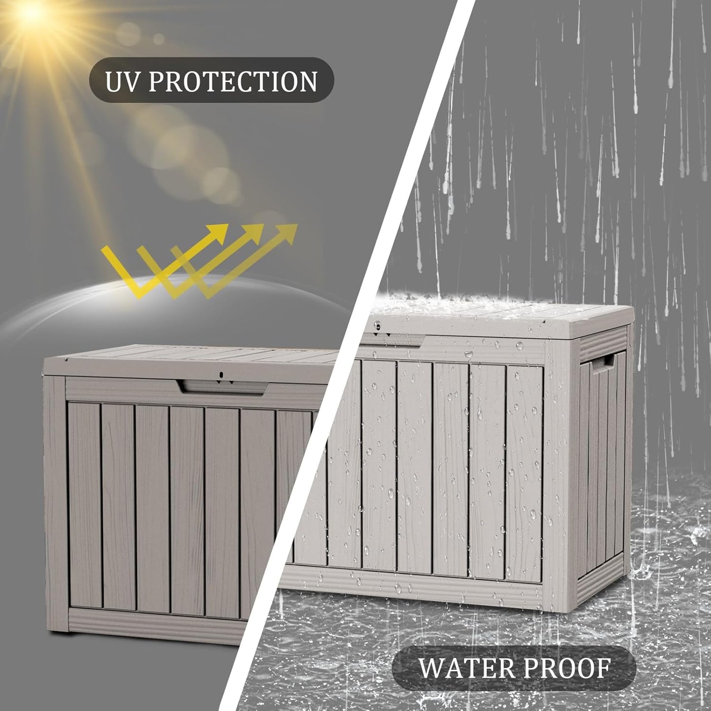 45 Gallon Waterproof Deck Box, Lockable Resin Storage Box for Patio Furniture Cushions Garden Tools and Outdoor Delivery Storage, Coffee