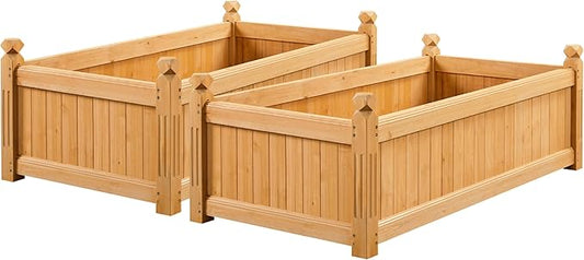Yaheetech 46″ L × 23.5″ W × 16″ H Wooden Raised Garden Bed, Horticulture Wood Rectangular Garden Planter Outdoor, Raised Planter Box for Yard/Greenhouse/Vegetable/Flower/Herbs, Light Brown, 2pcs
