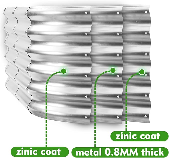17" Tall Outdoor Garden Raised Garden Bed Kits, 4ft X 2ft Oval,0.8MM Thick Metal Raised Planter Bed/Ground Planter Box for Variety of Flowers,Herbs,Vegetables (Silver, 48X24X16.5 Inches)