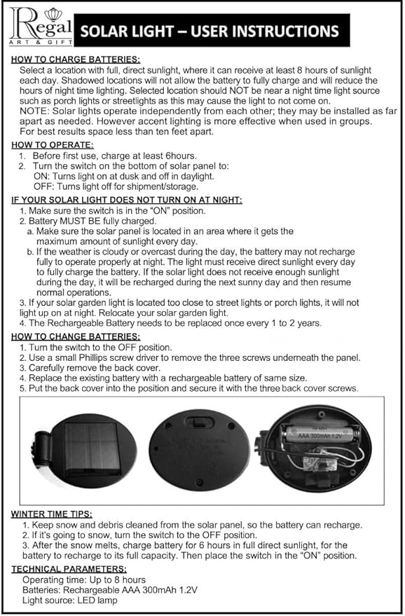 Regal Art & Gift Solar Stake Lights, Outdoor LED Powered Garden Stakes, Decorative Lawn Pathway Lights for Yard, Patio, and Garden – Waterproof Stake Light, Wolf