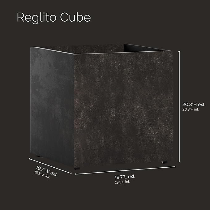 Reglito Cube Planter - 19.7 in x 19.7 in x 20.3 in - Brown Stone
