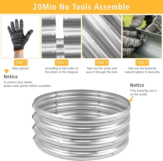 Outdoor Metal Galvanized Raised Planter Box,Rectangular Large Garden Bed Kit for Vegetables, Fruits, Flowers and Herbs 4X2X1 FT (4X4X1)