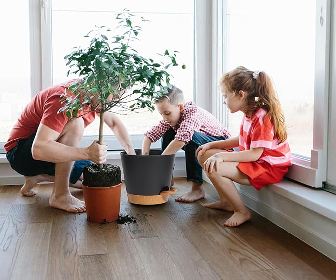 Plant Pots Self Watering Planters with Drainage Hole and Reservoir Large Flower Planting Pots for Indoor Outdoor Plants Plastic Succulent Pot Gift Idea 2 * 12Inch