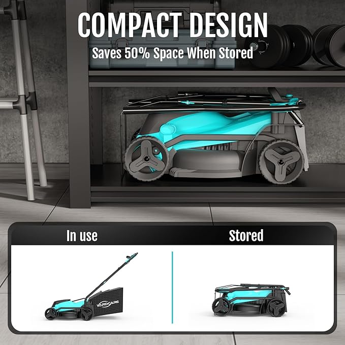(2025 Model) YARDCARE 36V Brushless Cordless Lawn Mower with 2X4.0Ah Batteries, LED Display Screen, Electric Lawnmower with 5-Position Height Adjustment, 8 Gallon Grass Bag, Charger