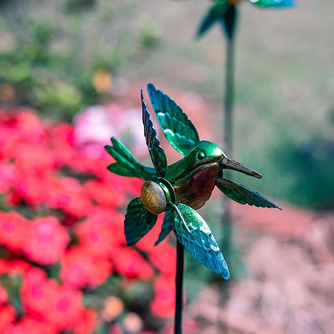Wind Spinner Yard Spinners Hummingbird Small Wind Sculpture Metal Windmill 2 Pack for Outdoor Yard Patio Lawn & Garden