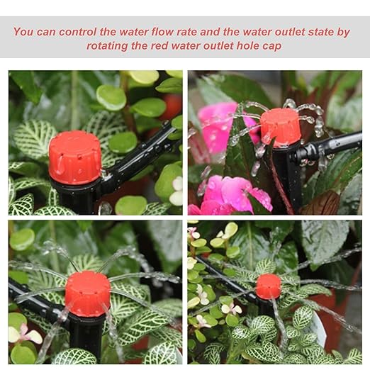 60pcs Drip Emitters for 1/4" Drip Irrigation Tubing,Adjustable 360 Degree Water Flow Drippers Garden Irrigation for 4-7mm Watering System