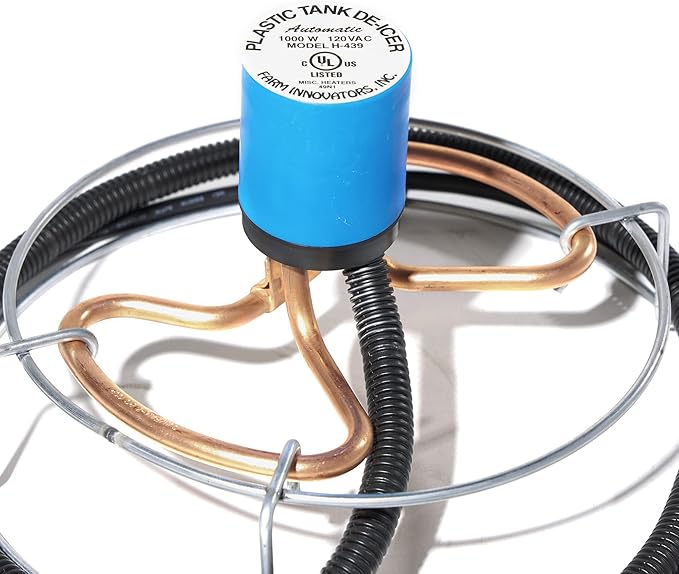 Farm Innovators Model H-439 Economical Submergible Tank De-Icer with Attached Guard, 1,000-Watt