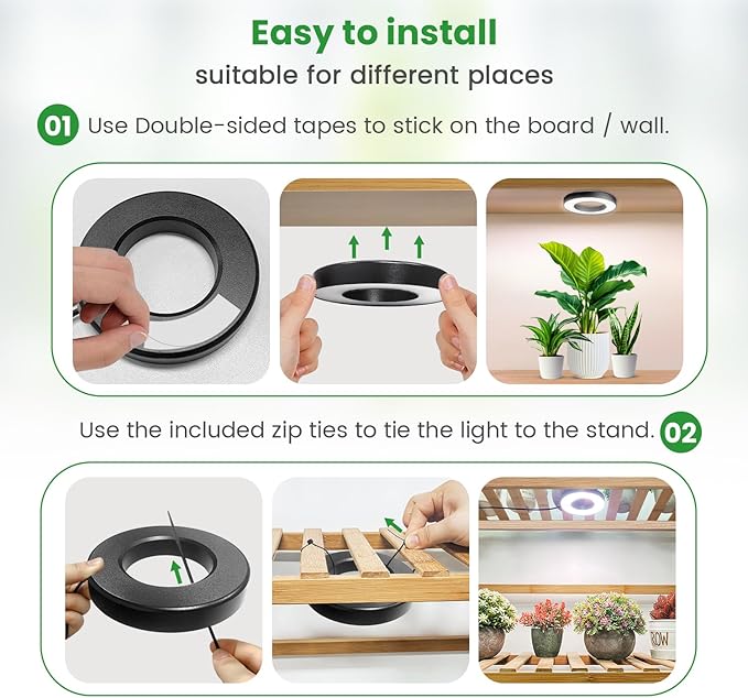 Wiaxulay Grow Lights for Indoor Plants, 48 LEDs Full Spectrum LED Plant Grow Light, Under Cabinet Grow Lamp with Auto Timer 6/12/16 Hrs, 3 Lighting Mode, 5 Brightness Levels, One Head (3.5in)